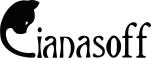 Logotipo de Cianasoff con un gato en la letra C